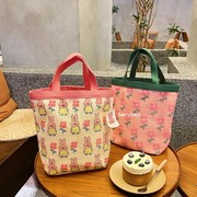 韩国可爱网眼沙滩包饭盒袋夏季兔子小花野餐袋妈咪包