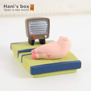 Hani’s日系粉色小猪手机支架zakka创意ipad底座多功能桌面小摆件