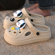 2024厚底洞洞鞋女款防滑沙滩增高踩屎感eva凉拖鞋女夏季外穿