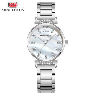 水钻石英手表机芯0227L钢带女时尚圆形精钢金色玫瑰金国产腕表