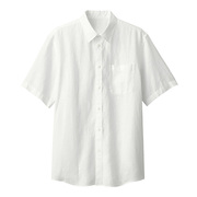 无印风良品100%纯亚麻短袖衬衫男商务休闲柔软透气大码白色衬衣夏
