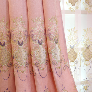 欧式卧室轻c奢公主风，ins温馨婚房粉色，遮光窗帘客厅遮阳韩式网红款