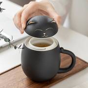 陶瓷茶杯个人专用女士大容量办公室，便携旅行定制茶水分离过滤杯