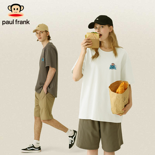 Paul frank/大嘴猴美式高街潮牌情侣短袖T恤2024高级感五分袖
