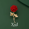 法式浪漫红色玫瑰花胸针女唯美气质花朵精致小众西装外套时尚配饰