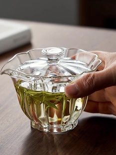 高硼硅玻璃盖碗防烫泡茶百财不烫手茶碗过滤泡茶杯茶杯茶具手抓壶