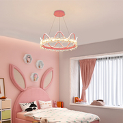 水晶吊灯轻奢现代简约客厅灯粉色可爱儿童房少女孩金色卧室灯