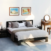 新中式做旧全实木床，1.5米1.8简约榆木，双人婚床经济型家具工厂