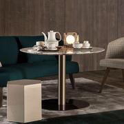 极简意式不锈钢大理石，餐桌家用小户型现代简约休闲洽谈桌客厅圆桌