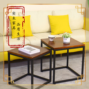 简约现代实木茶几桌客厅家用方几方形边几沙发角几铁艺咖啡桌组合