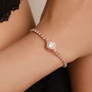 欧美时尚玫瑰金爱心(金爱心)锆石，手链简约合金镶钻女士手链手镯