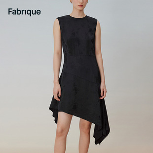 Fabrique 玫瑰提花不规则下摆连衣裙2023夏季新中式连衣裙女