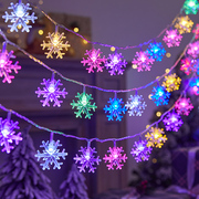 圣诞节雪花场景满天星彩灯LED闪灯小装饰装饰灯串串灯布置@圣诞树
