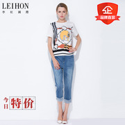 LEIHON/李红国际夏季大码时尚休闲雪纺短袖体恤上衣女T恤