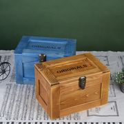 大号zakka实木制带锁杂物收纳木盒 藏宝箱日记本箱化妆品整理箱