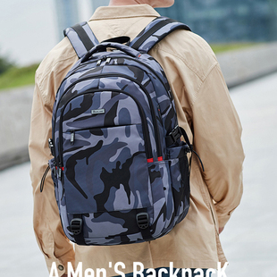 瑞士轻便迷彩15.6寸电脑包减负高中生双肩包男生(包男生)超大容量旅行背包
