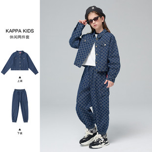kappa儿童童装女童，中大童时尚休闲牛仔裤，牛仔服套装2024春秋