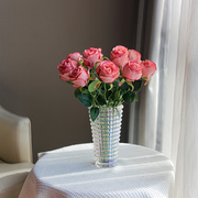 高档玫瑰花仿真花假花摆设干花，花束客厅餐桌装饰塑料花绢花摆件