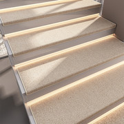 纯色简约楼梯踏步垫复式实木脚垫，免胶自粘防滑家用地毯旋转加厚灰