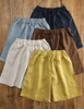 日系法国进口14支纯亚麻短裤，女夏季薄款宽松版，棉麻料五分裤松紧腰