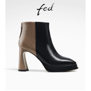 fed高跟短靴冬季靴子牛皮时装靴气质瘦瘦靴女款R1002-ZFA023