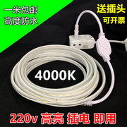 中性光高亮窄版防水220v4000K自然白led灯带商用家用4500软灯光条