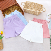 女童纯棉休闲裤短裤夏季薄款儿童装，小女孩宝宝裤子，宽松纯色沙滩裤