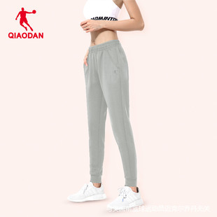 乔丹运动裤女2024夏季针织，薄款灰色长裤，女士裤子透气女裤