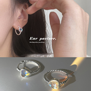 爱心耳环小众设计高级耳圈月光石，耳钉女耳扣银针耳饰韩式简约百搭