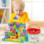 大块木制儿童桶装数字交通，水果积木1-3-6周2岁宝宝幼儿园益智玩具