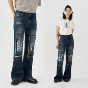 CONP 23SS Hippie Jeans 诗歌作旧中腰喇叭牛仔裤 设计感小众