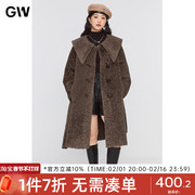 gw大码女装仿澳洲羊毛大衣，2022冬微胖mm长款宽松显瘦皮草外套