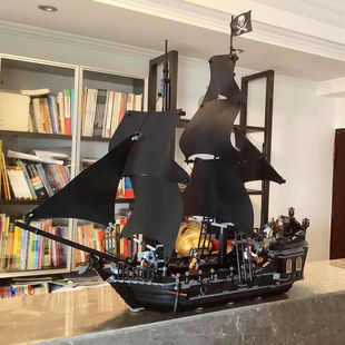 巨大型黑珍珠号加勒比海盗船高难度，积木儿童拼装轮船模型男孩玩具