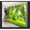 5d立体影视墙纸绿色树林电视背景墙壁纸风景壁画客厅卧室无缝墙布