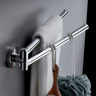 旋转毛巾架全铜双杆卫生间浴室，挂件可毛巾杆不锈钢三四五多杆