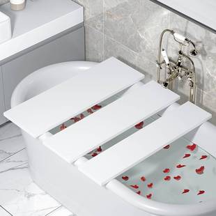速发卫生间浴室浴缸上的置物架，台面缝隙泡澡手机，木架子浴池盖