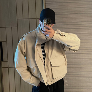 东大门韩国男装立领潮流工装机能风高品设计感短款OS夹克外套