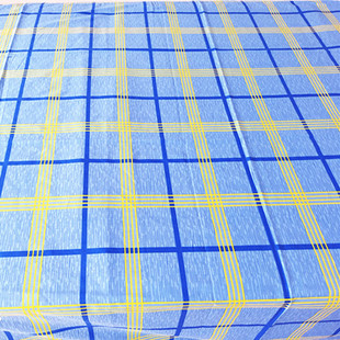 全棉斜纹 单人床单三件套大学生宿舍被罩上下铺 黄线 蓝彩格单3件