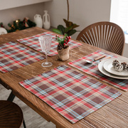 北欧圣诞格子餐垫苏格兰氛围隔热餐布西餐桌，垫学生餐巾拍照背景布