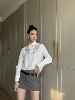 MISS6白色带钻衬衫女2023年春秋季韩版时尚设计感