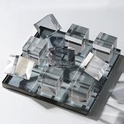 现代创意极简轻奢水晶棋盘样板房客厅桌面几何工艺品软装饰品摆件