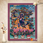 藏村吉祥天母手绘唐卡，天然矿物颜料客厅室内玄关装饰挂画壁画
