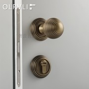 意大利olrvli复古球型螺纹锁 黄古铜做旧静音门把手 法式美式门锁