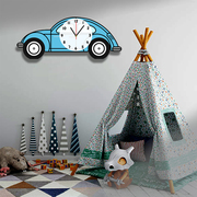 创意可爱宝宝房儿童房小汽车卡通挂钟超静音 儿童卧室静音时钟表