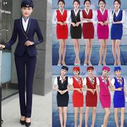 空姐职业装女西装高铁乘务员酒店前台工装制服套装裙美容师工作服