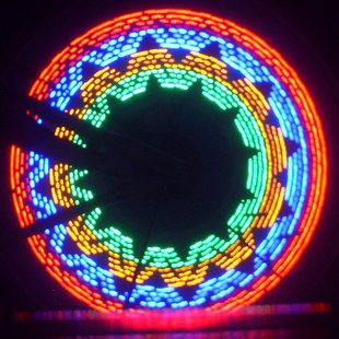 儿童山地自行车轮胎闪光发光轮夜骑风火轮，灯车轮辐条装饰配件彩灯