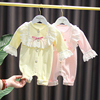 0-2岁女宝宝春秋装连体衣1女婴儿爬爬服亲肤连身裤