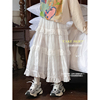 韩国春夏装女童白色花边，垂感仙女半身裙，儿童伞裙高腰纱纱蛋糕裙子