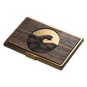 定制刻字创意木质名片盒不锈钢高档商务金属名片夹便携式男女卡包