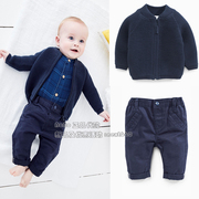Next英国男童男婴深蓝色针织开衫夹克外套休闲裤格子衬衫
